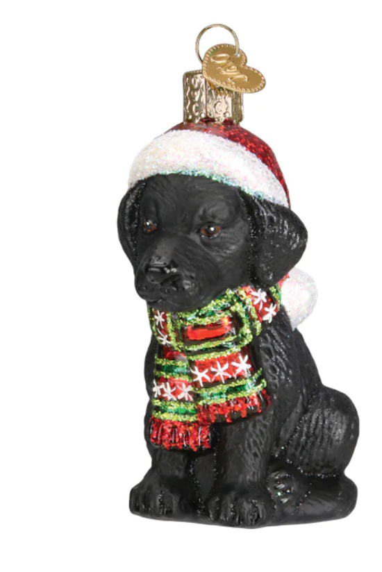 Holiday Black Labrador Pup Ornament - Old World Christmas