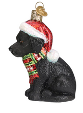 Load image into Gallery viewer, Holiday Black Labrador Pup Ornament - Old World Christmas
