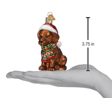 Load image into Gallery viewer, Holiday Chocolate Labrador Pup Ornament - Old World Christmas
