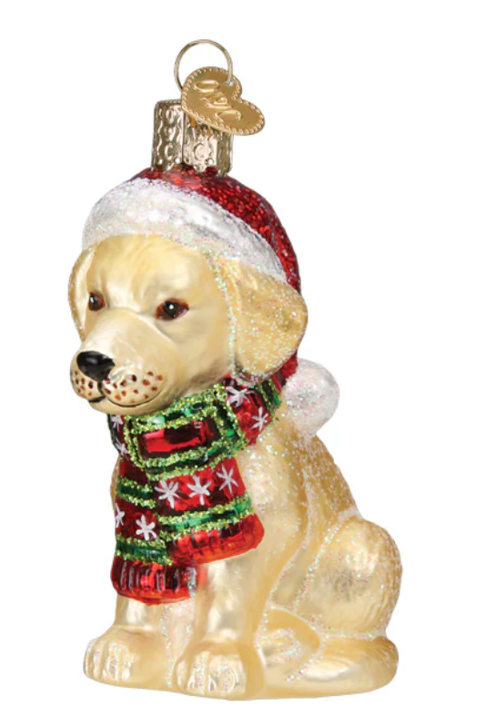 Holiday Yellow Labrador Pup Ornament - Old World Christmas