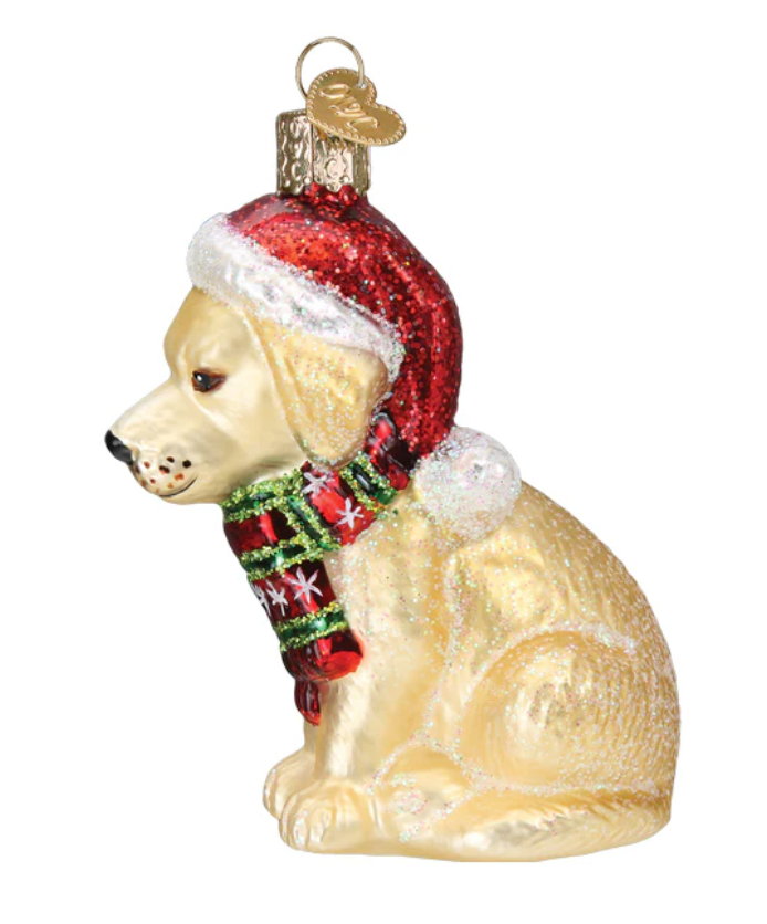 Holiday Yellow Labrador Pup Ornament - Old World Christmas