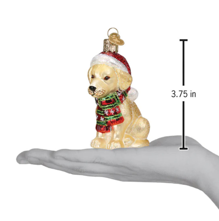 Holiday Yellow Labrador Pup Ornament - Old World Christmas