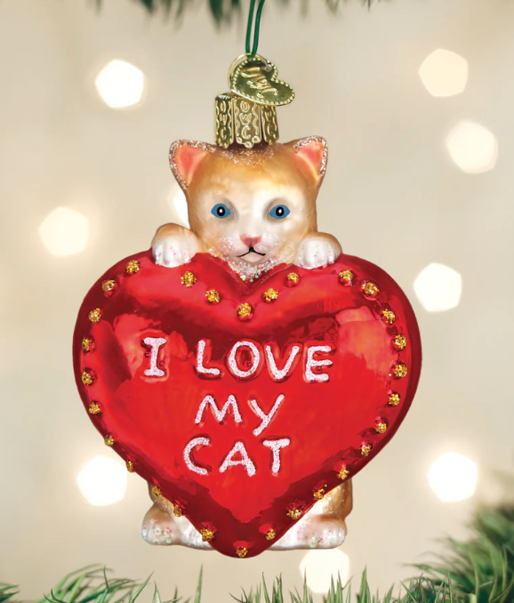 I Love My Cat Heart Ornament - Old World Christmas