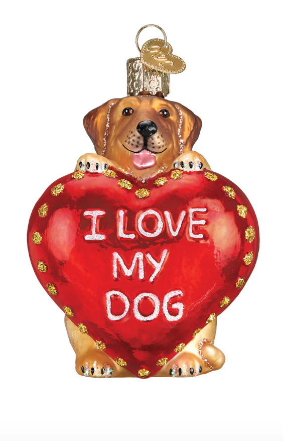 I Love My Dog Heart Ornament - Old World Christmas