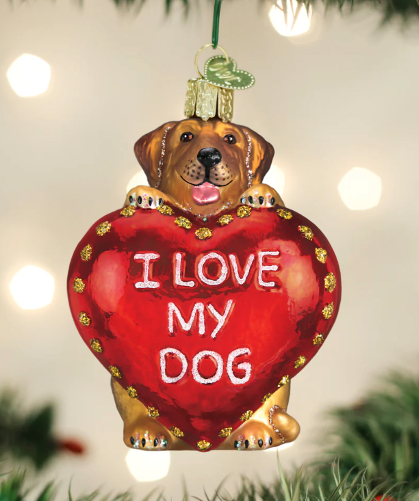 I Love My Dog Heart Ornament - Old World Christmas