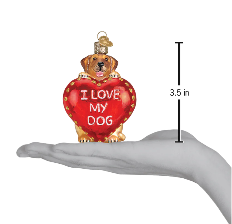 I Love My Dog Heart Ornament - Old World Christmas