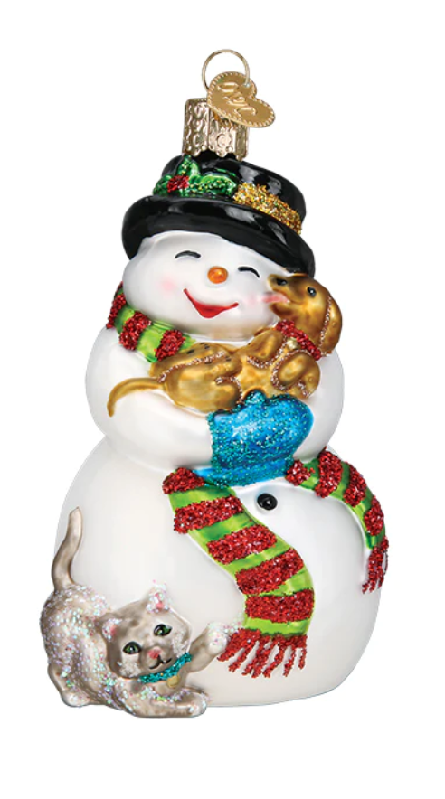 Snowman with Playful Pets Ornament - Old World Christmas