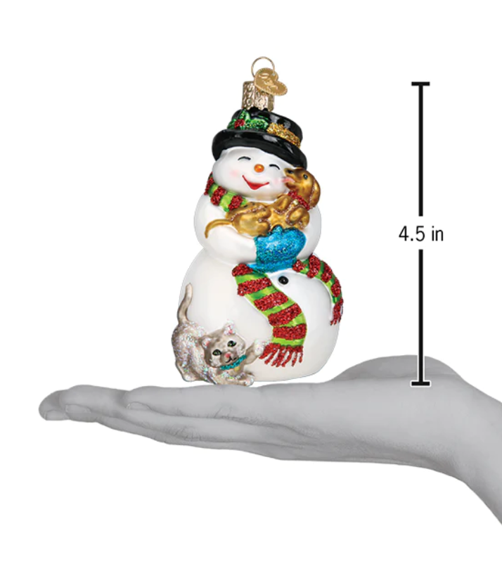 Snowman with Playful Pets Ornament - Old World Christmas