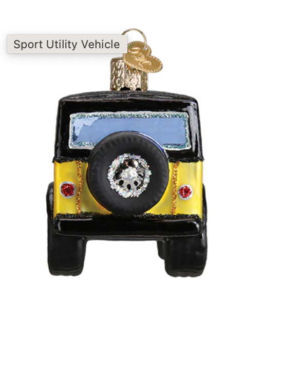 Yellow "Jeep" Sports Utility Vehicle Ornament - Old World Christmas
