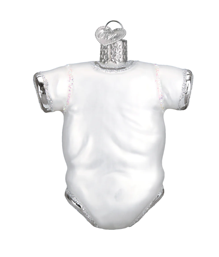 White Baby Onesie Baby's First Christmas Ornament - Old World Christmas