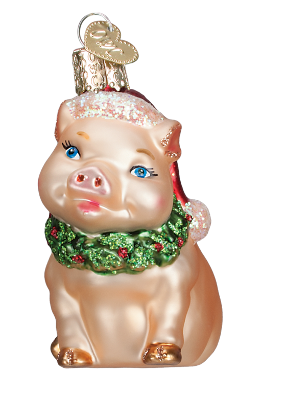 Holly Pig Ornament - Old World Christmas