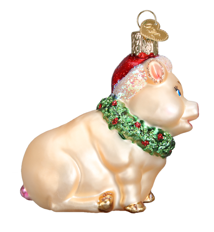 Holly Pig Ornament - Old World Christmas