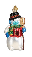 Load image into Gallery viewer, Snowman With Face Mask Ornament - Old World Christmas
