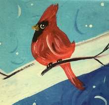 Load image into Gallery viewer, Winter Cardinal 8” x 8” canvas print
