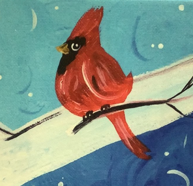 Winter Cardinal 8” x 8” canvas print