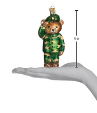 Load image into Gallery viewer, Army Bear Ornament - Old World Christmas
