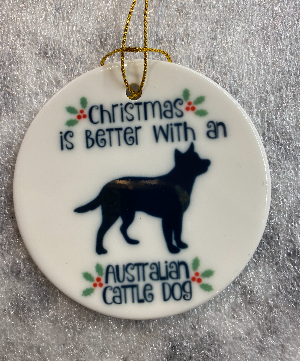 Australian Cattledog Round Ceramic Christmas Ornament