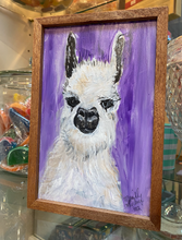 Load image into Gallery viewer, Purple Llama Love Framed Original Painting on Reclaimed Wood
