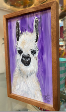 Load image into Gallery viewer, Purple Llama Love Framed Original Painting on Reclaimed Wood
