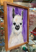 Load image into Gallery viewer, Purple Llama Love Framed Original Painting on Reclaimed Wood

