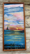 Load image into Gallery viewer, Original Painting on Reclaimed Wood of Sailboat at Sunset
