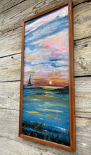 Load image into Gallery viewer, Original Painting on Reclaimed Wood of Sailboat at Sunset
