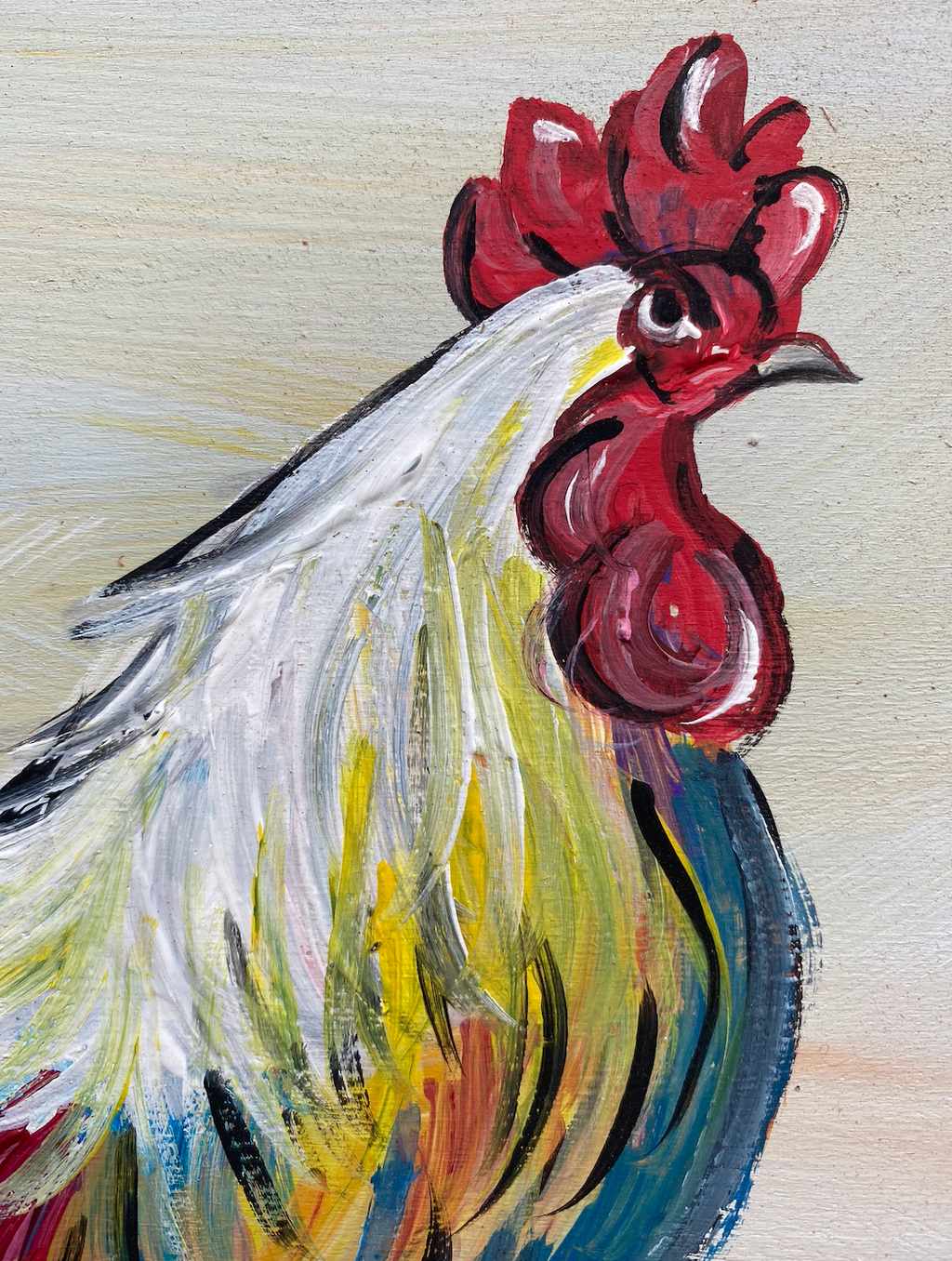 Country Rooster reclaimed wood painting