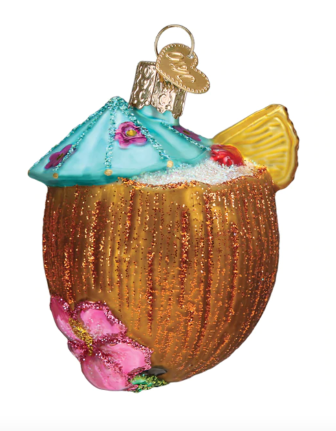 Tropical Coconut Drink Ornament - Old World Christmas