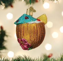 Load image into Gallery viewer, Tropical Coconut Drink Ornament - Old World Christmas
