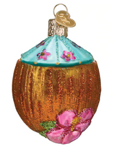 Load image into Gallery viewer, Tropical Coconut Drink Ornament - Old World Christmas
