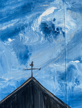 Load image into Gallery viewer, Barn with Flag #27 reclaimed pallet wood painting
