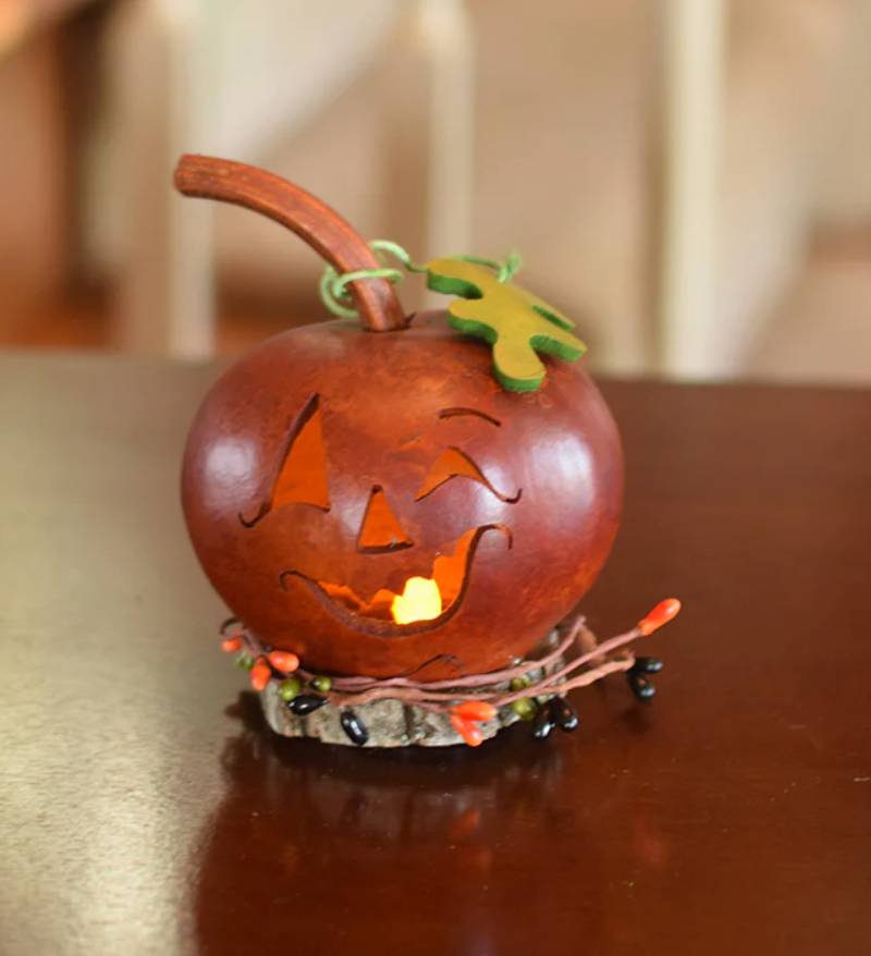 Fredrick Jack-o-lantern Decorative Halloween Gourds - Handcrafted 3.5 tall