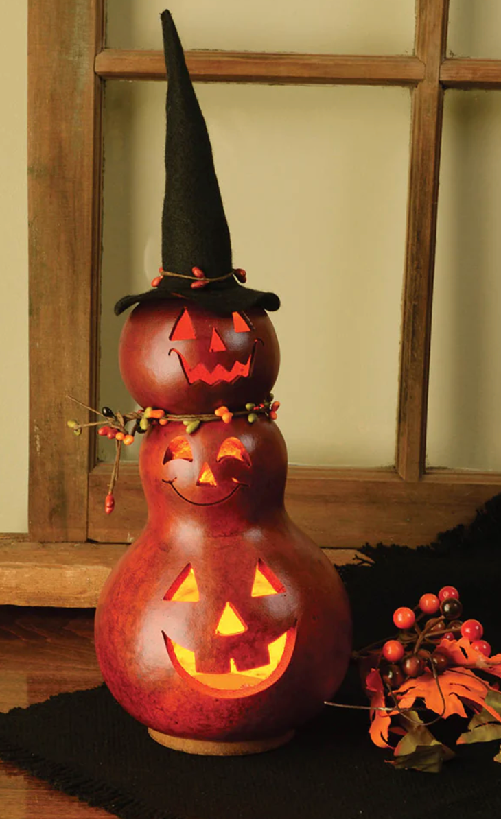 Reba  - Three Tiered Jack-o-lantern Witch - Decorative Gourd