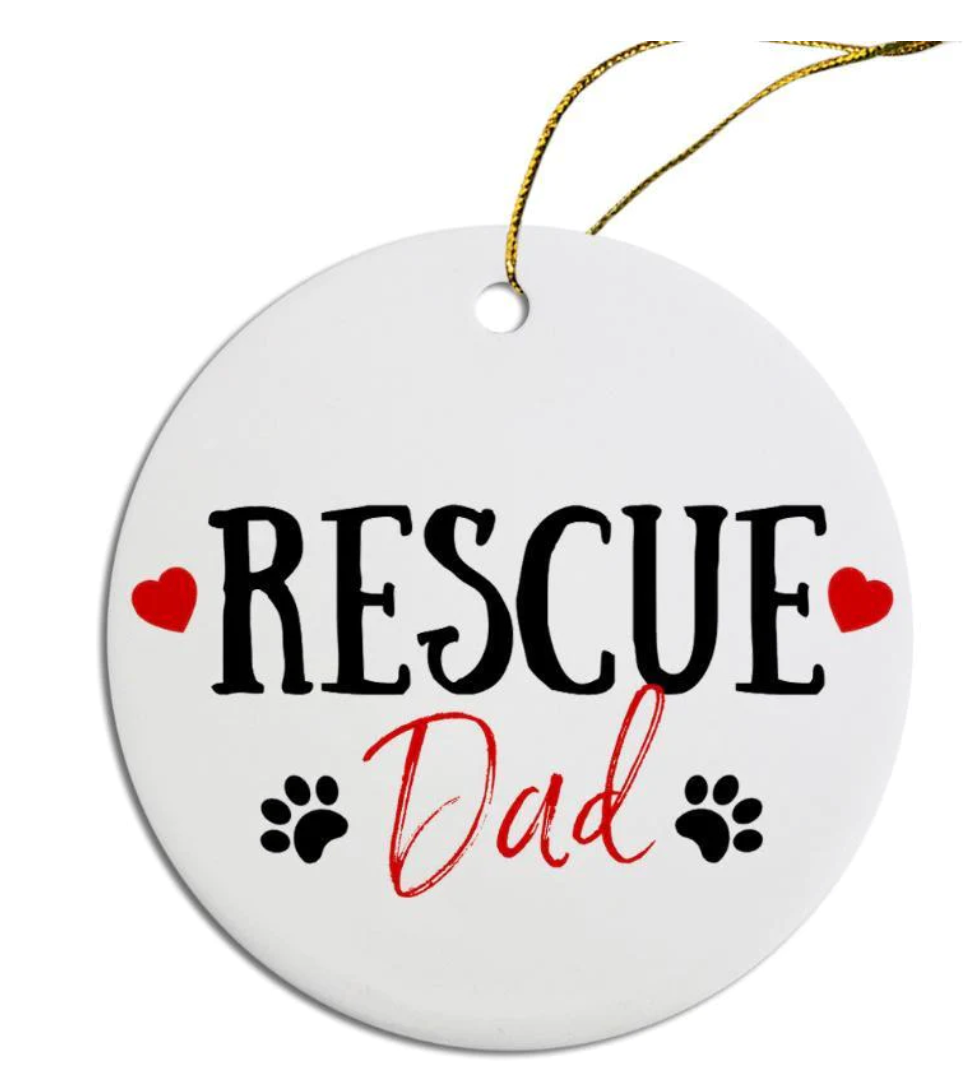 Rescue Dad Round Ceramic Christmas Ornaments