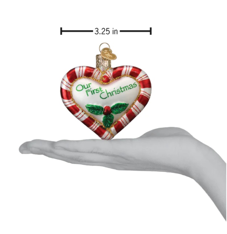 Peppermint Heart Our First Christmas Ornament - Old World Christmas