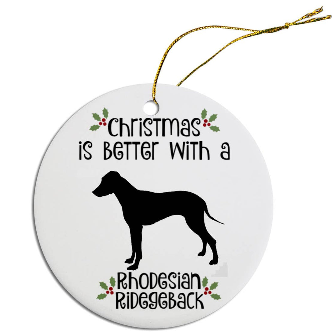 Rhodesian Ridgeback Round Ceramic Christmas Ornament