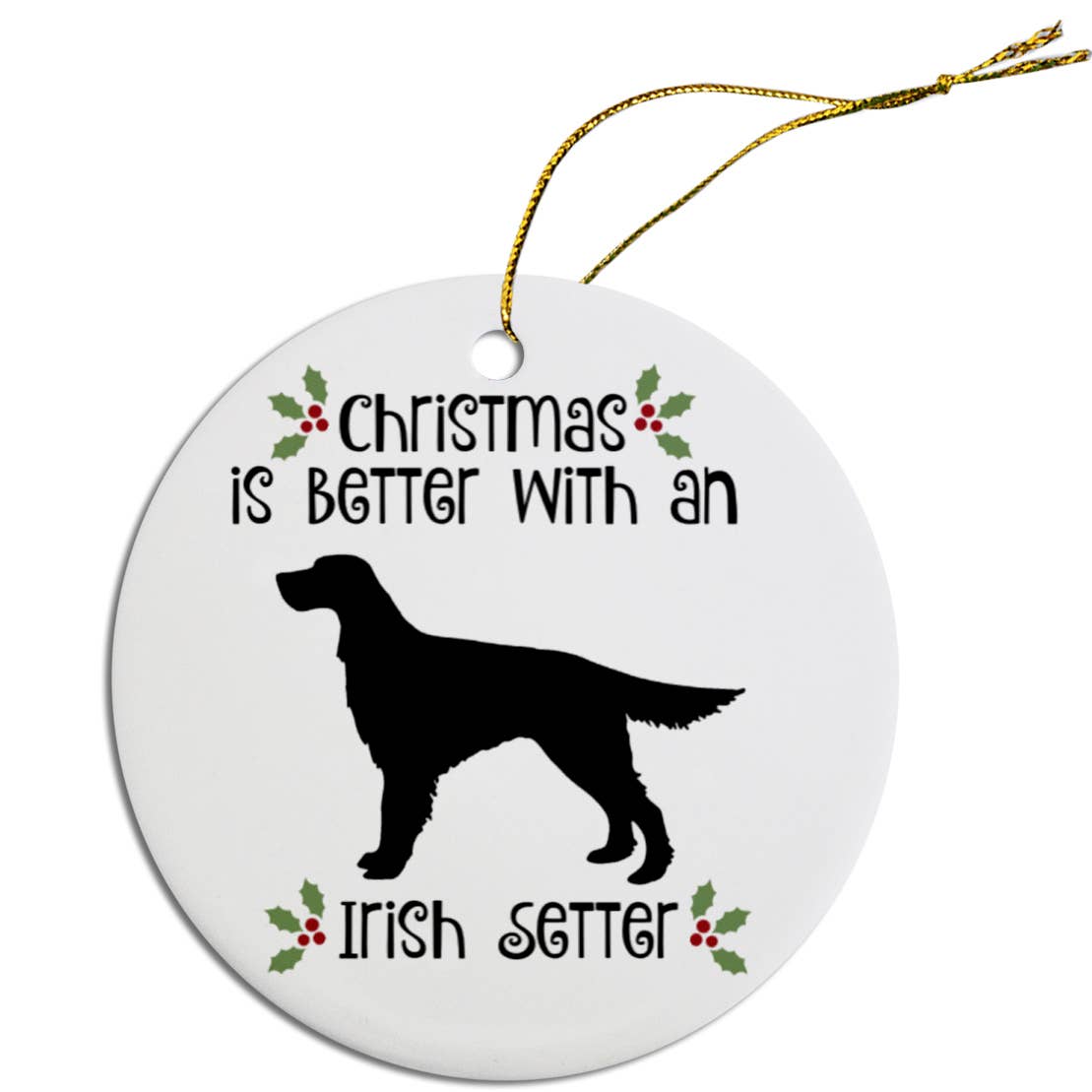 Irish Setter Round Ceramic Christmas Ornament
