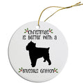 Brussels Griffon Round Ceramic Christmas Ornament