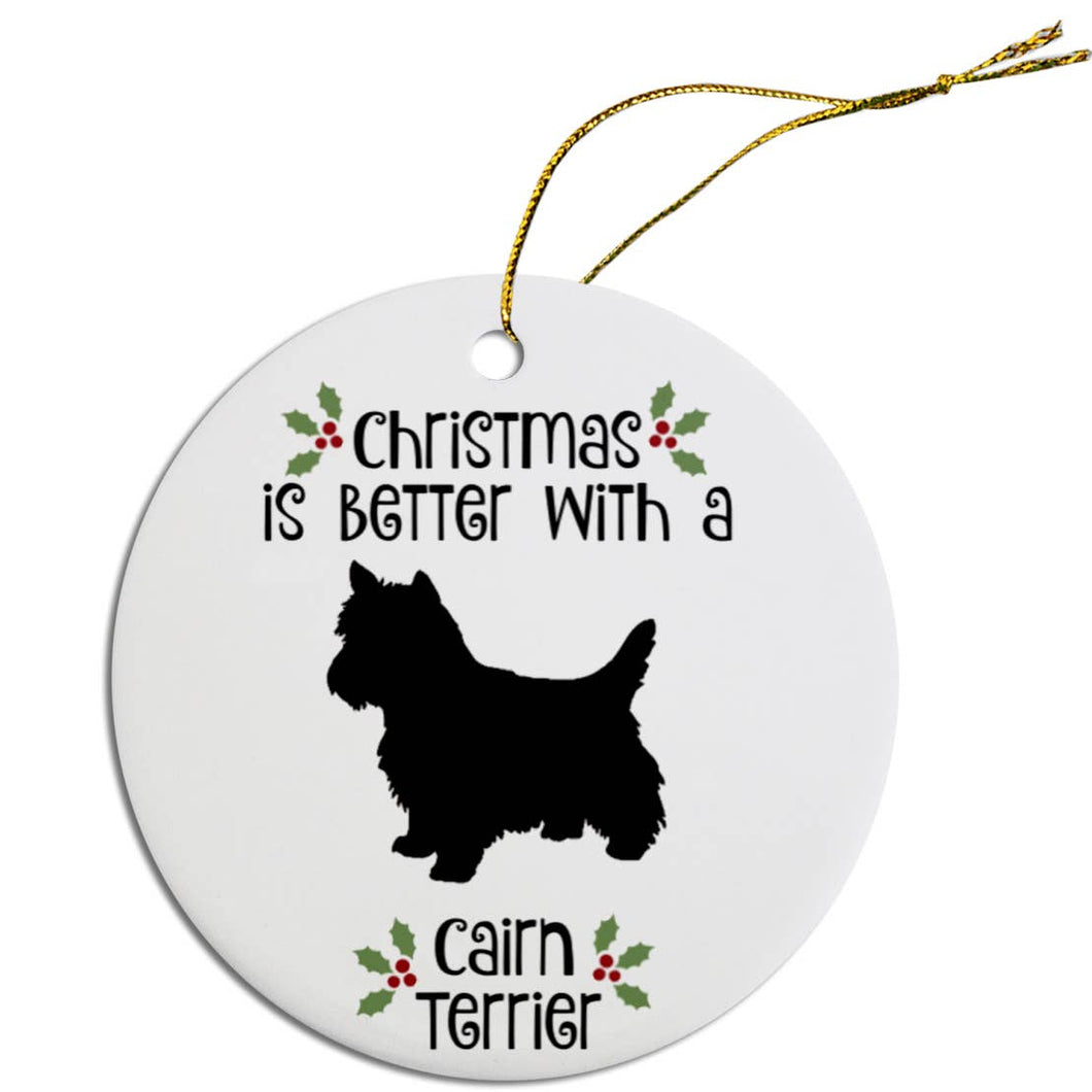 Carin Terrier Round Ceramic Christmas Ornament