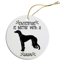 Saluki Round Ceramic Christmas Ornament