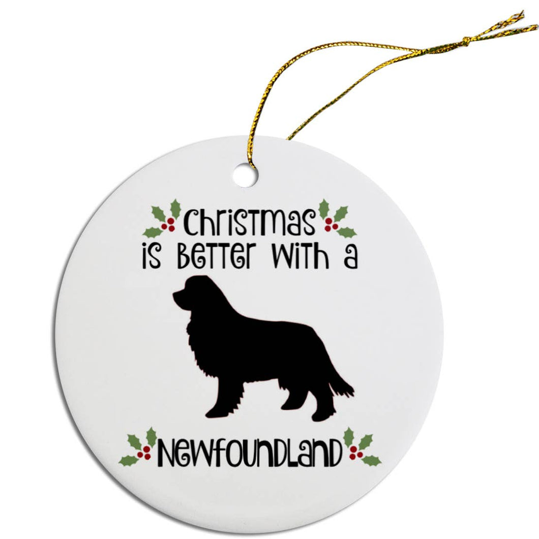 Newfoundland Round Ceramic Christmas Ornament