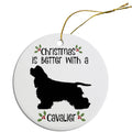 Cavalier Round Ceramic Christmas Ornament
