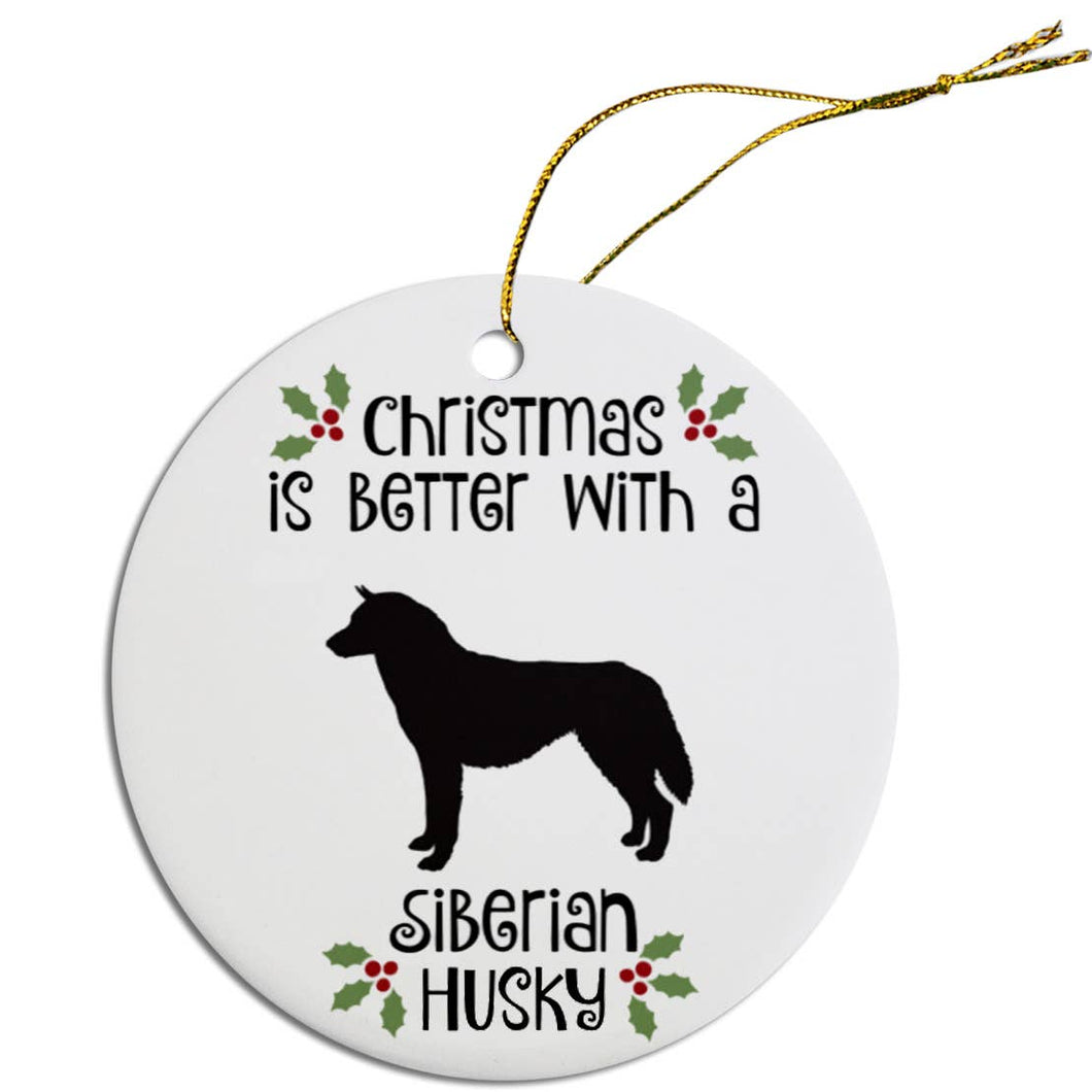 Siberian Husky Round Christmas Ornament