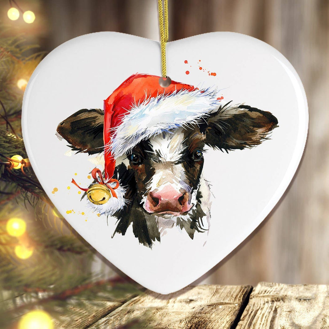 Heart Cow Christmas Ornament