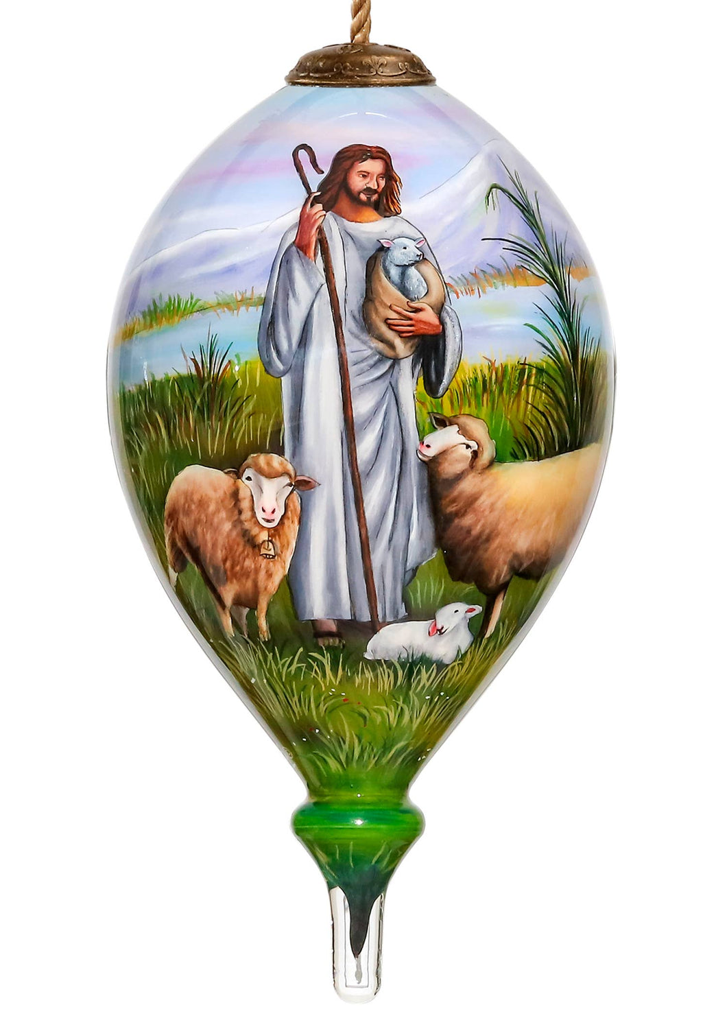 The Lord Is My Shepherd Glass Christmas Ornament - Hand Painted