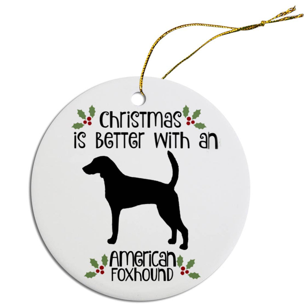 American Foxhound Round Ceramic Christmas Ornament