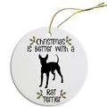 Rat Terrier Round Ceramic Christmas Ornament