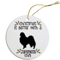 Japanese Chin Round Ceramic Christmas Ornament