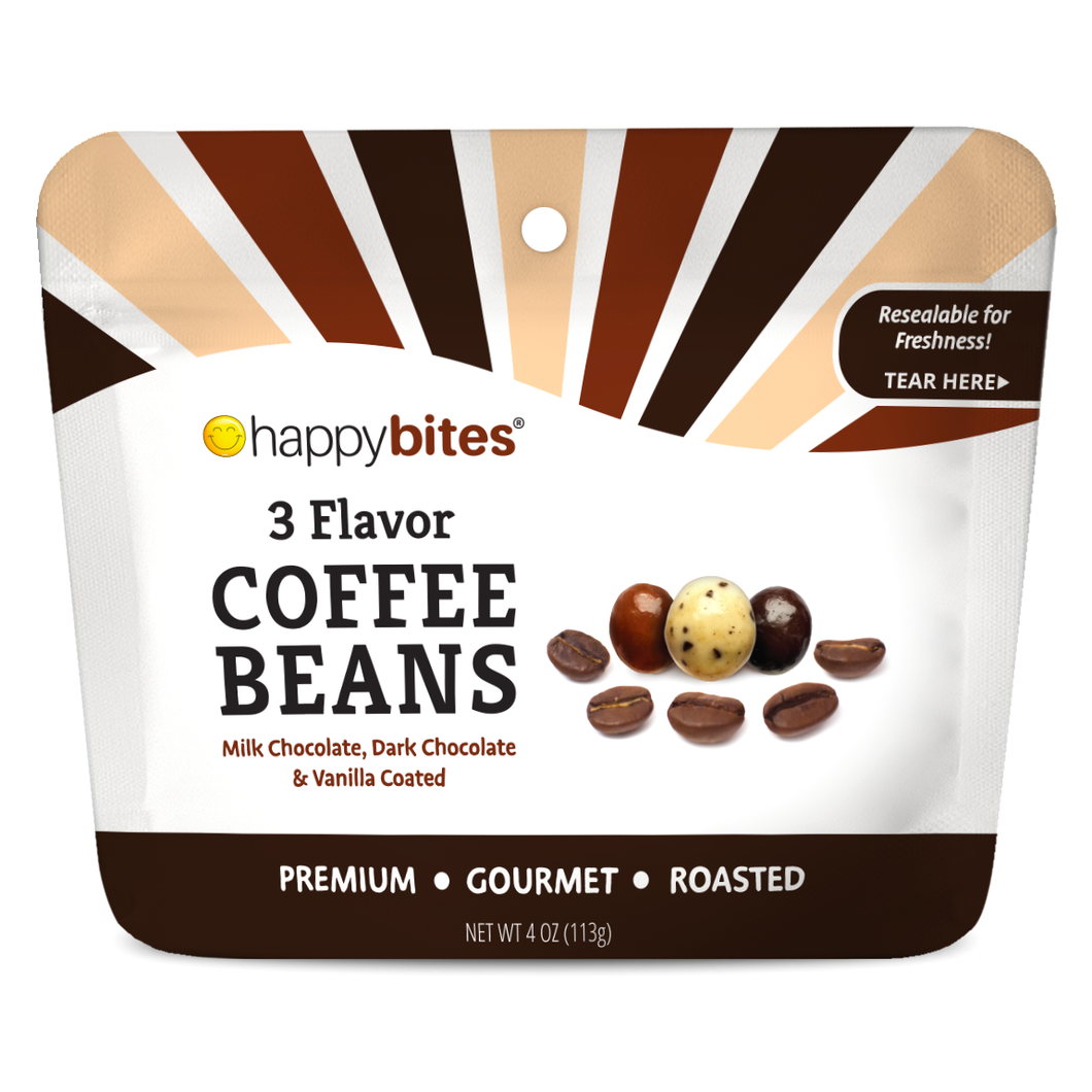 Happy Bites 3 Flavor Covered Coffee Beans (4 oz)