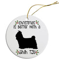 Shih Tzu Round Christmas Ornament